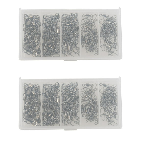 New Arrivals 192Pcs Copper Alloy Fishing Swivel Snap Ball Bearing Lock Rolling Connector Tackle Kit