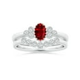 thumbnail image 4 of ANGARA Natural Aeon Ruby Solitaire Milgrain Engagement Ring with Trio Accents in 14K White Gold for Women (Size-6x4mm) | July Birthstone, Anniversary, Jewelry Gift for Women | Natural Ruby Ring, 4 of 10