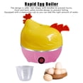 thumbnail image 7 of SugarBloom Automatic Shut Off Electric Egg Cooker, Chicken Shape Breakfast Machine, 7-Egg Capacity for Hard Boiled Eggs, Poached Eggs, US Plug,Pink, 7 of 7