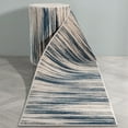thumbnail image 1 of Well Woven Custom Size Runner - Choose Your Length - Sevvina Blue & Ivory Zig-Zag Stripes Distressed 31 Inches Wide x 13 Feet Long Runner (31" x 13' Runner) Rug, 1 of 5