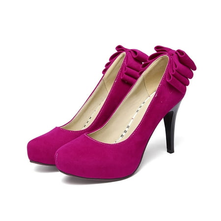 

IELGY Women s high heels large size solid color round toe frosted high