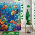 thumbnail image 5 of Shower Curtain, Ocean Fish Coral Seaweed Cartoon Style Waterproof Shower Curtain Set with Hooks for Bathroom Showers,Stalls and Bathtubs,72x72In Blue Underwater World, 5 of 9