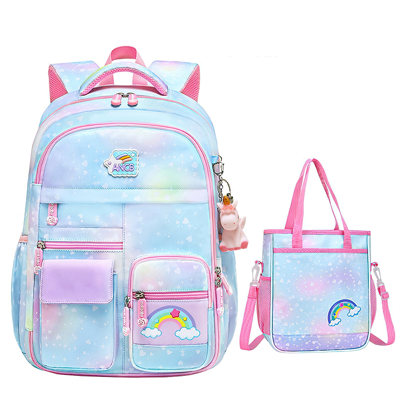 Kadyn Girls Backpack, Waterproof Princess School Backpacks for Teen Girl Kid Students, Cute Book Bag with Compartments and Lunch Bag, Blue Kadyn Girls Backpack, Waterproof Princess School Backpacks for Teen Girl Kid Students, Cute Book Bag with Compartments and Lunch Bag, Blue
