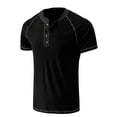 thumbnail image 4 of Jinda Men's Soft T Shirt Cotton Short Sleeve Henley Shirt Fashion Stretch Summer Lightweight Slim Fit Tee Black X-Large, 4 of 4