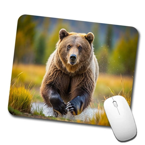 Grizzly Bear Chasing You Mouse Pad Low Profile Gaming Mat