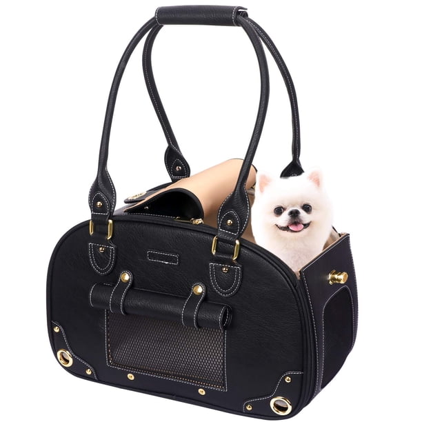 Transportín para mascotas PetsHome para perros y gatos, plegable, impermeable, de piel sintética
