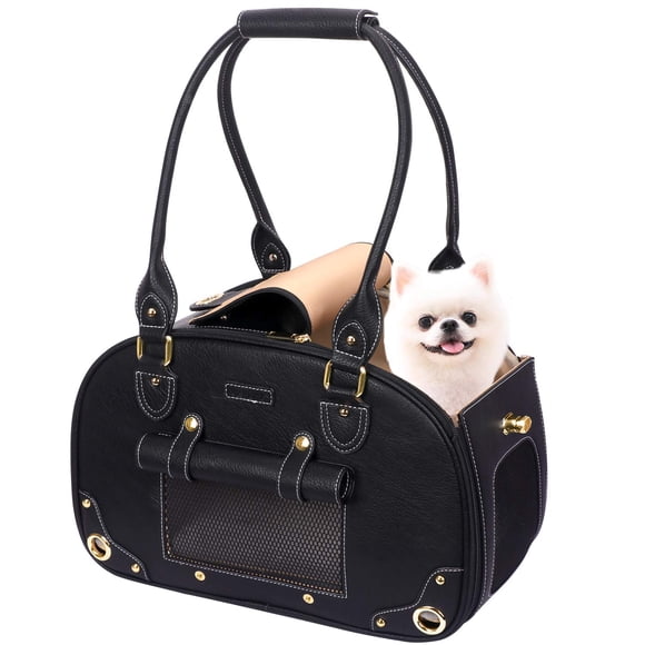 Transportín para mascotas PetsHome para perros y gatos, plegable, impermeable, de piel sintética