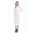 thumbnail image 2 of Yemak Women's Loose Fit Long Sleeve Textured Midi Sweater Dress Ivory-M-BD, 2 of 3