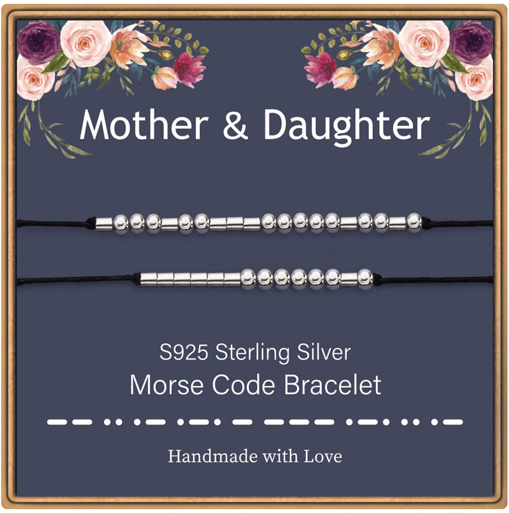 Morse Code Bracelet 925 Sterling Silver Beads on Silk Cord Secret Message music bracelet Gift Jewelry for her 