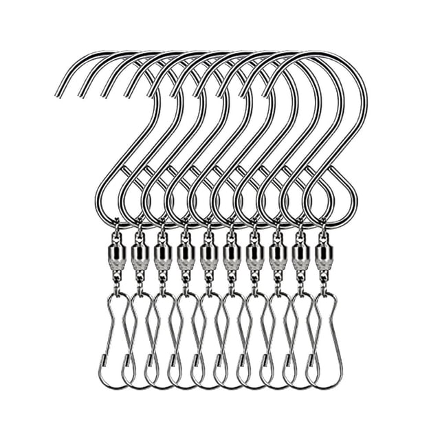 10Pcs Swivel Hooks Sturdy 360-degree Rotating Metal Easy Operation S-shaped Hanging Clips for Home