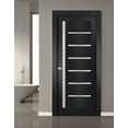 thumbnail image 3 of Solid Interior French | Quadro 4088 Matte Black with Frosted Glass | Single Regular Panel Frame Trims Handle | Bathroom Bedroom Sturdy Doors, 3 of 6