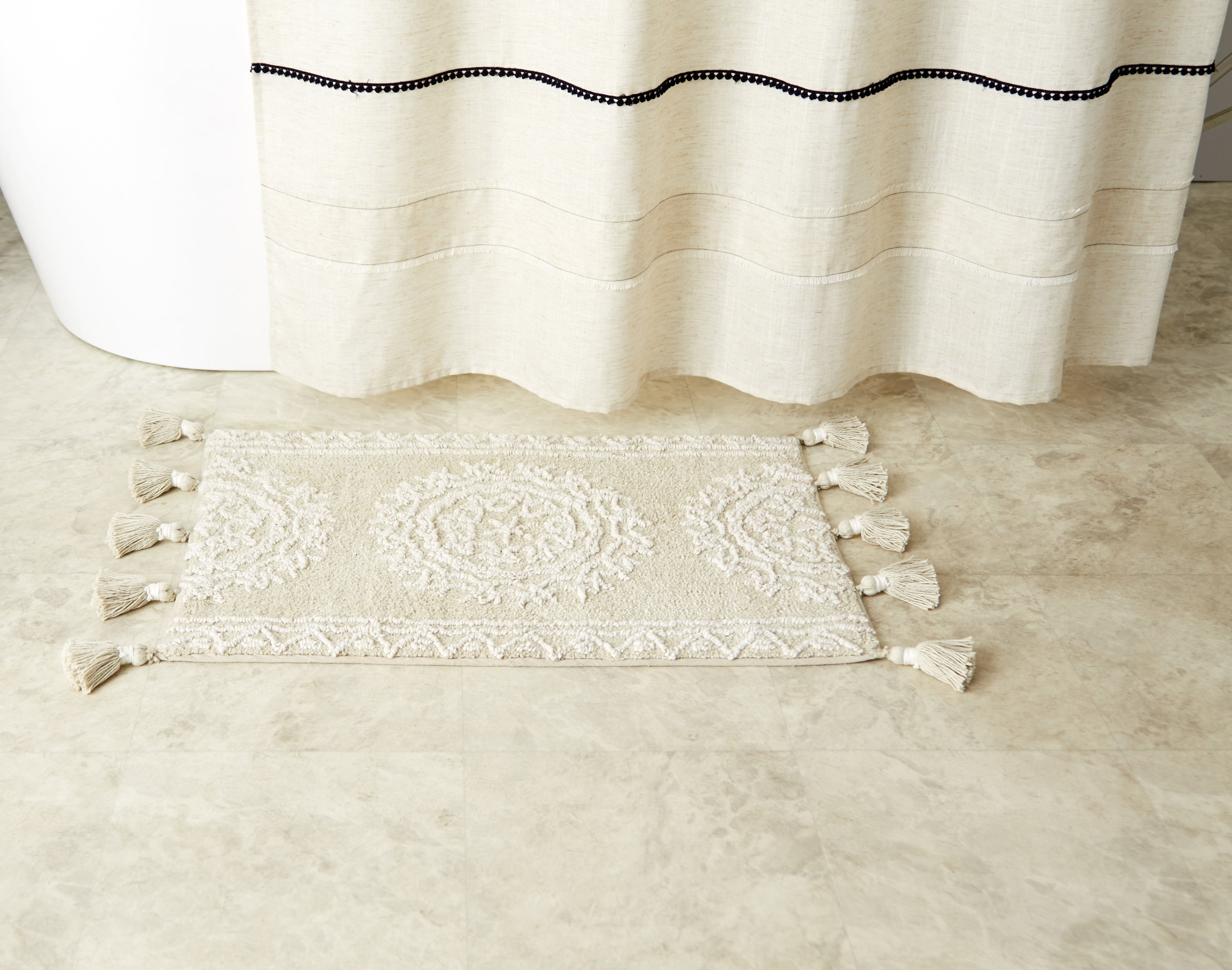 SKL Home Medallia Bath Rug, Natural, 20" x 30", 100% Cotton