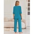thumbnail image 2 of Ekouaer Womens Pajamas Sets 2 Piece Lounge Set 3/4 Sleeve Tops and Long Pants Soft Pjs Loungewear with Pockets, 2 of 4