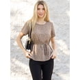 thumbnail image 5 of MixMatchy Women's Floral Round Neck Flutter Sleeve Tie Waist Blouse, 5 of 7