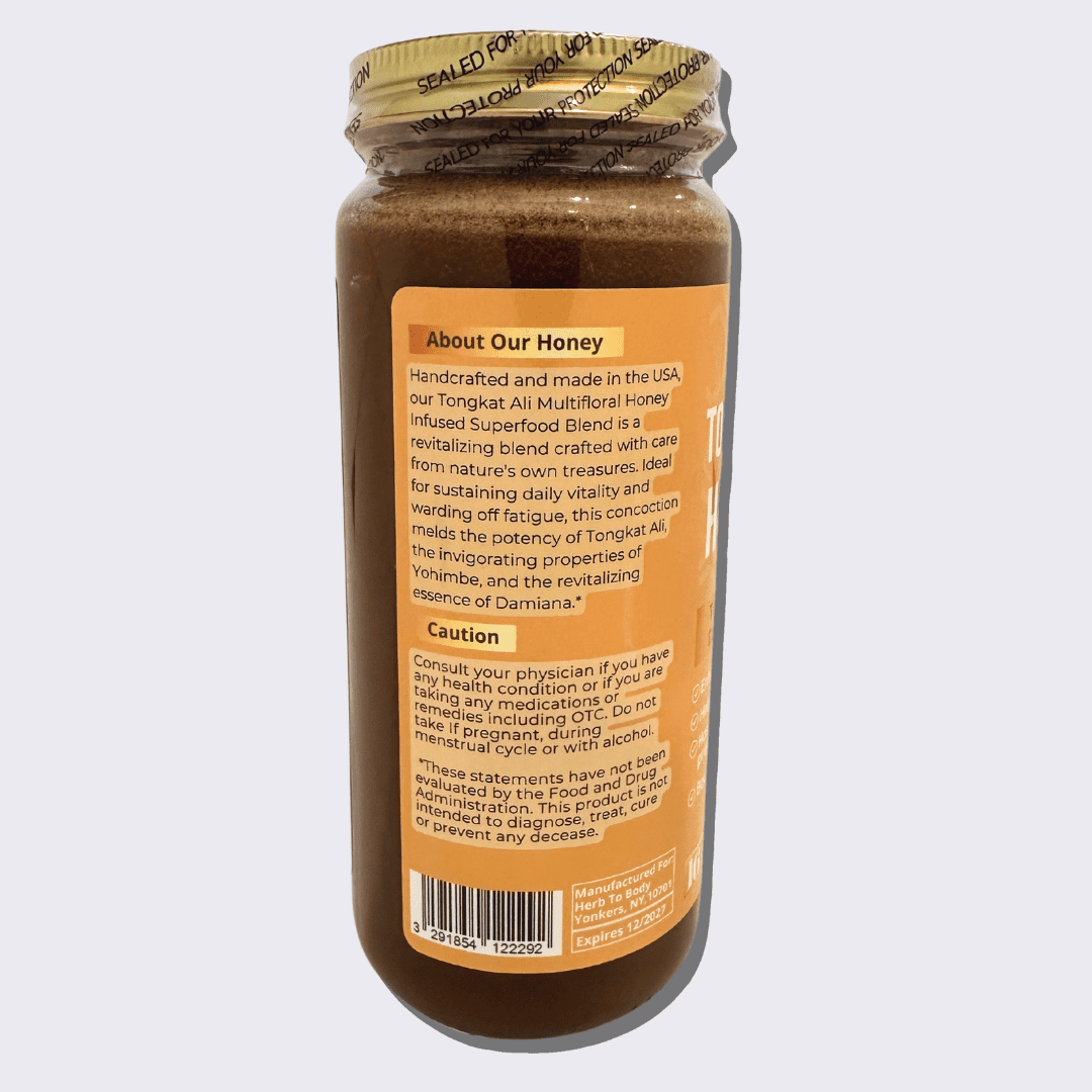 Herb To Body Tongkat Ali Honey | Multifloral Honey | Wildcrafted | 16oz