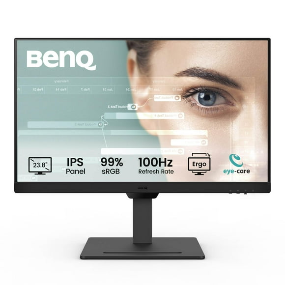 BenQ GW2490T - Monitor de computadora de 24 Pulgadas, 100 Hz, FHD 1920 x 1080p, IPS | Tecnología de Cuidado de los Ojos, luz Azul Baja, antideslumbrante, Brillo Adaptable, Altura e inclinación