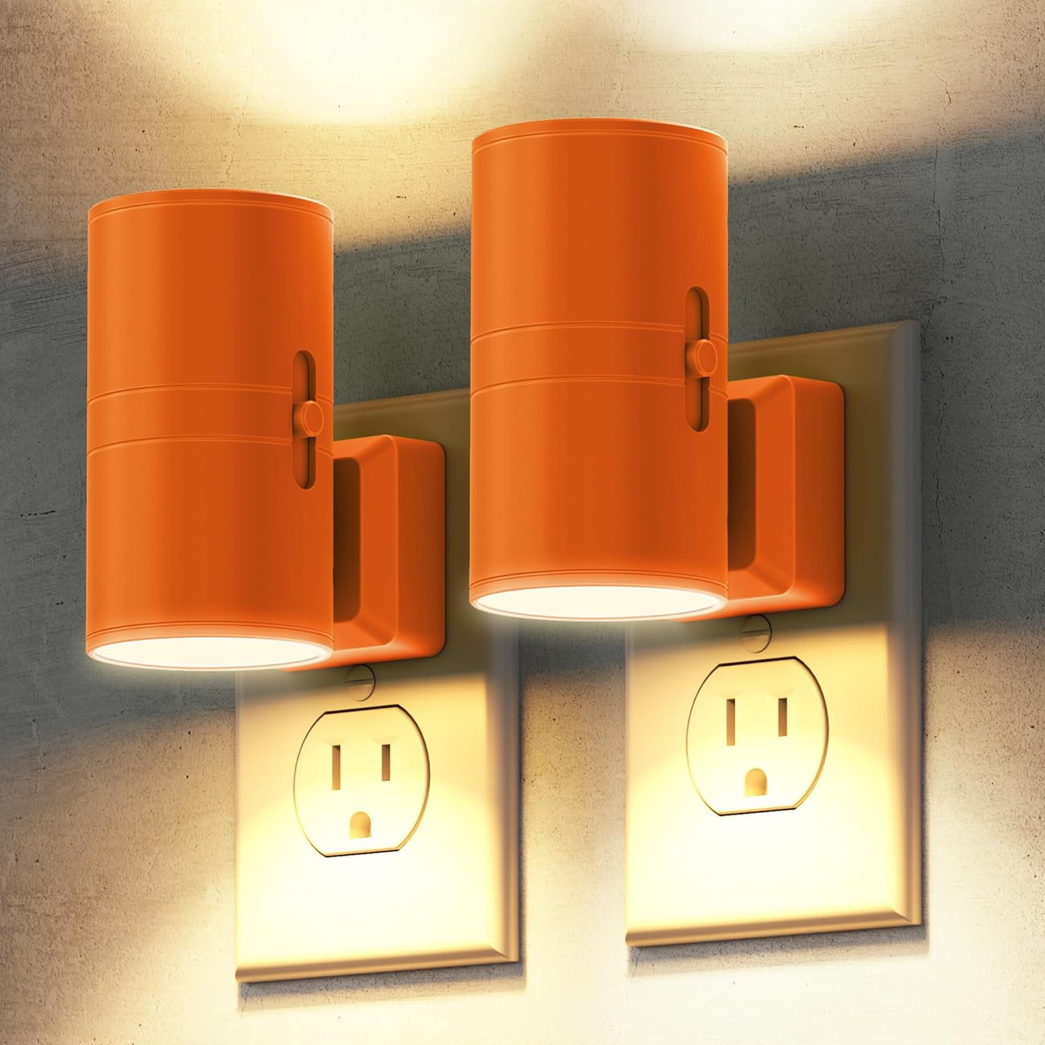 RGHJAR-Night Lights Plug into Wall, Modern LED Night Light Plug in, Dusk to Dawn Sensor, Soft White 3000K, 0-100LM Adjustable Brightness, Dimmable NightLight for Hallway, Bedroom, Stairway, 2 Pack
