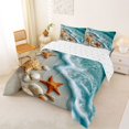 thumbnail image 2 of jejeloiu Hawaii Sea Beach Full Size Comforter Sets For Girls,Starfish Seashell Print Bedding Comforter Set,Turquoise Sand,Reversible,3pcs,1 Comforter and 2 Pillowcases, 2 of 7