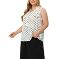 thumbnail image 5 of Agnes Orinda Women's Plus?Size?Tops Polka Dots Tie?V Neck Sleeveless Classic Blouses 1X White, 5 of 7