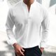 thumbnail image 1 of Blusas y camisas de manga larga con cuello en V para hombre, blusa informal de manga larga lisa con cuello en V, blusa de poliéster para hombre, 1 of 8