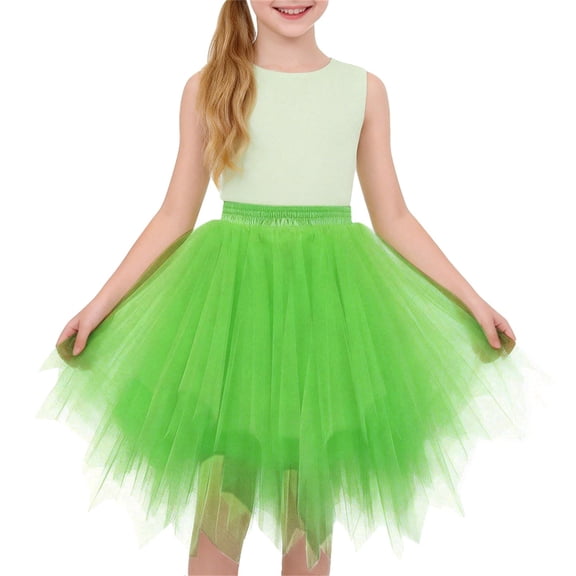 EnJoCho Girls Tulle Dress Elastic High Waist Multitiered Swing Birthday Evening Holiday Dancing Dresses Kids 2 to 15 Years