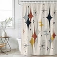 thumbnail image 6 of Polyester Fabric Yellow Diamond Shower Curtain, Modern Geometric Middle Century Beige Waterproof Bathtub Curtain Bathroom Decor Set with Hooks 54 x 78 Inches, 6 of 6