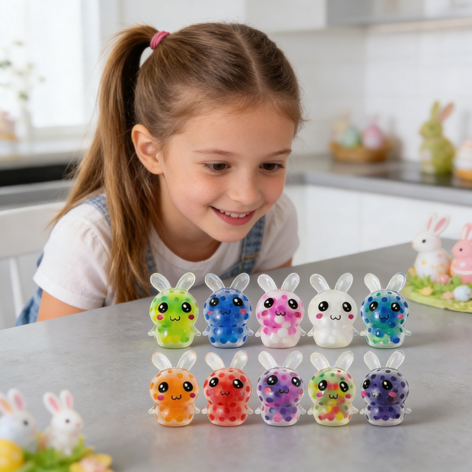 12 Pack Prefilled Easter Eggs with Bunny Squeeze Toys, Colorful Easter Eggs with Stress Balls Inside, Easter Basket Stuffers, Party Favors & Easter Egg Fillers