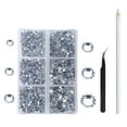 thumbnail image 2 of 1728-4320 Piezas de de Imitación para Decoración de Uñas, de Imitación Posterior Plana de Cristal con Pinzas de Selecció Plata Multi Tamaño perfecl Adorno de diamantes de imitación., 2 of 4