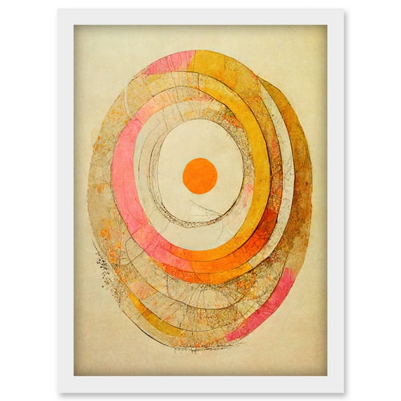 Bohemian Style Abstract Dreamcatcher Concentric Circles In Soft Pastel Colours Artwork Framed Wall Art Print A4