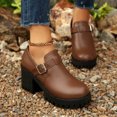 thumbnail image 3 of Xfvqtps Womens Loafer with Buckle Chunky Heel Fashion Casual Flats Round Toe Leather Mary Jane Shoes Slip On Walking Shoe for Ladies, 3 of 9