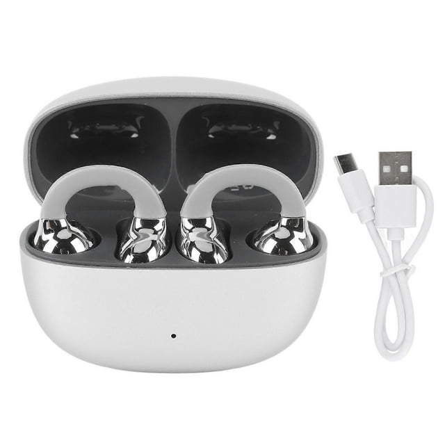 Clip On Earbuds Wireless Bluetooth 5.4 Rain Proof Noise Canceling Long Battery Life Portable Clip On Earphones with 300mah Charging Case for Fitness