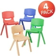 thumbnail image 2 of Flash Furniture Whitney 4 Pack Plastic Stackable School Chairs with 13.25" Seat Height, Assorted Colors, 2 of 12