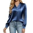 thumbnail image 4 of Satin Silk Blouse for Women Long Sleeve Tops Business Casual Blouses Dressy Work Shirts Lightweight Loose Tops Summer Shirts Elegant Fall Outfits 2026, 4 of 7