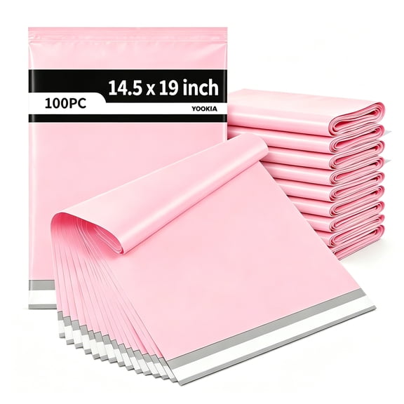 100Pcs Large Poly Mailers, 14.5 x 19 inch Pink Waterproof and Tear-Proof Self Adhesive Shipping Bags, Strong Thick Mailing Bags for Clothing, Small Business