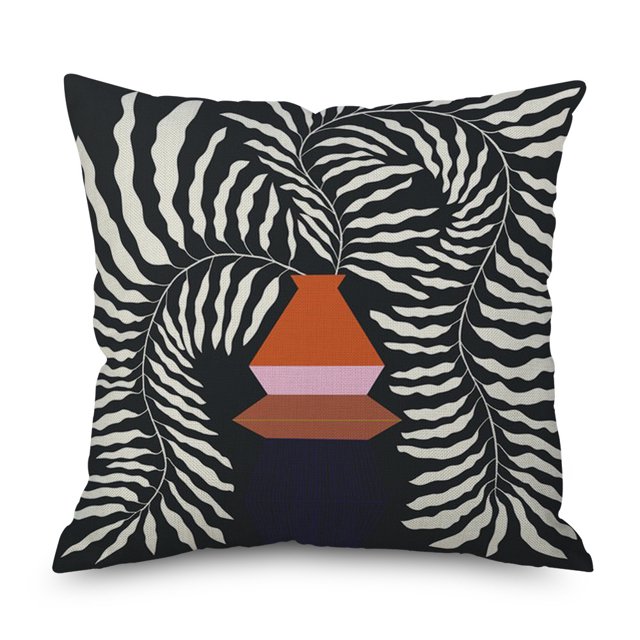 Taie d'Oreiller en Lin Simple Créative Feuille Abstraite Housse de Coussin Carrée 36