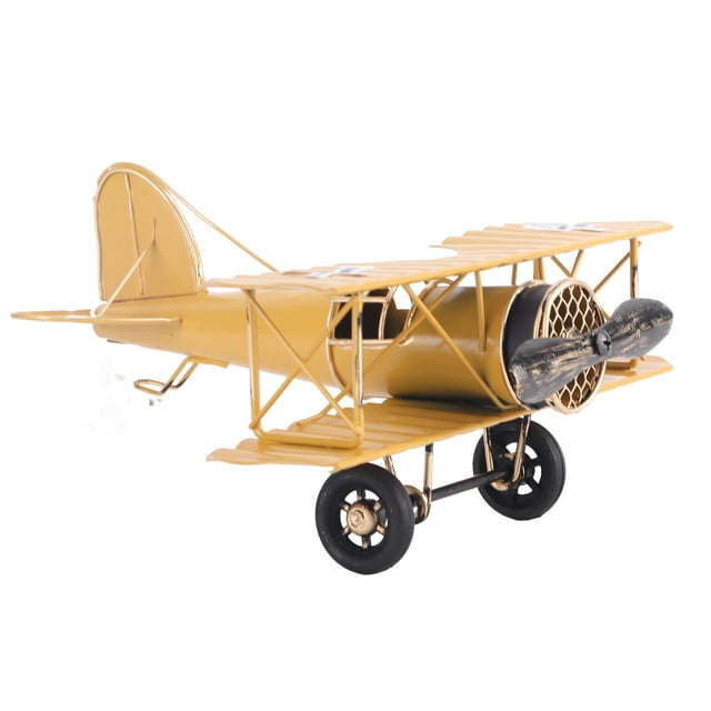 Modèle d'Avion Vintage, Jouet Avion Métal Rétro Biplan Décor pour Maison Bureau Décoration Murale