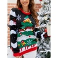 thumbnail image 4 of Gustave Women's Ugly Christmas Sweater Novelty Cute Christmas Tree Print Knitted Sweaters Pullover Crewneck Long Sleeve Xmas Holiday Sweatshirt Tops, 4 of 7