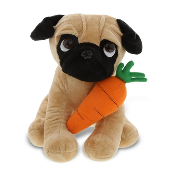 DolliBu Happy Easter Super Soft Plush Pug Dog with Carrot - 10" inches