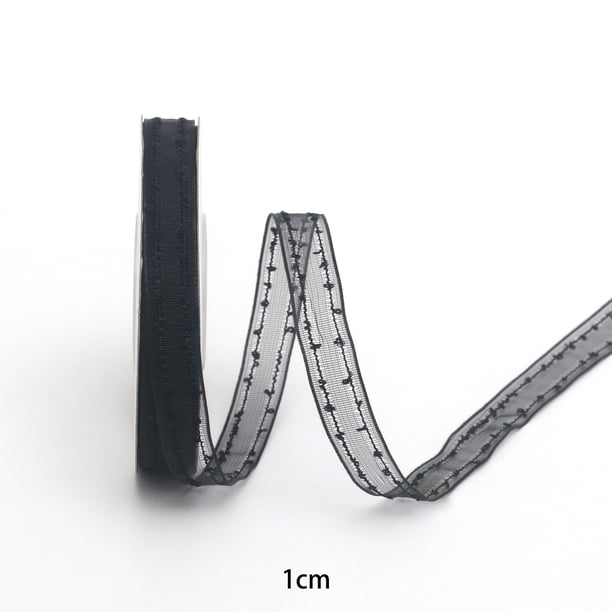 Nvzi Cinta decorativa, cinta negra para ramos, 1 rollo de poliéster de 1 cm x 10 yardas, ideal para decoración floral y envoltura de regalos.