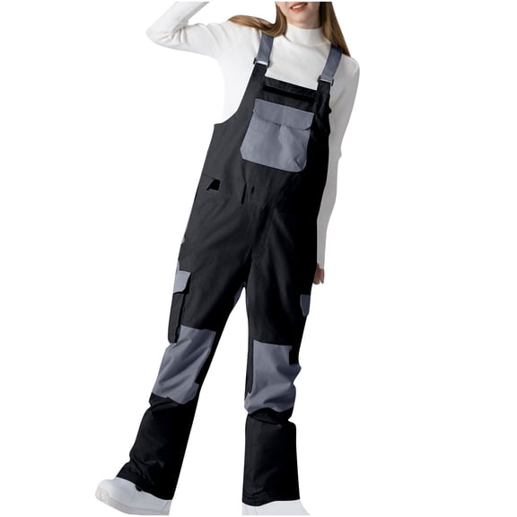 Tao Tao Womens Snow Bib Overalls Insulated Waterproof Snowboard Pants Windproof Insulated Overalls Pants Outdoor Snowboard Bib Color Block Winter Ski Pants Black S