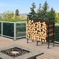 thumbnail image 1 of 2.7ft Heavy Duty Steel Logs Stand Firewood Rack Outdoor Log Holder With Wheels, 1 of 4