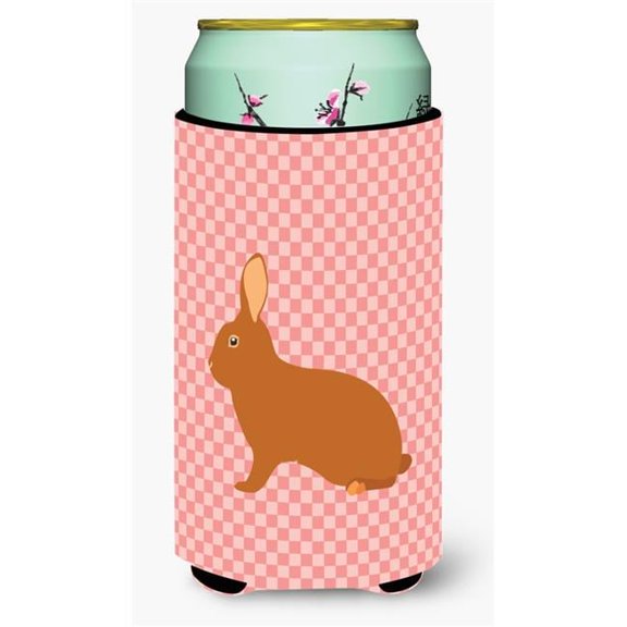 Rex Rabbit Pink Check Tall Boy Beverage Insulator Hugger
