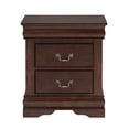 thumbnail image 2 of Traditional Solid Wood Nightstand with 2 Drawers in Black / Dark Cherry / White, 2 of 5