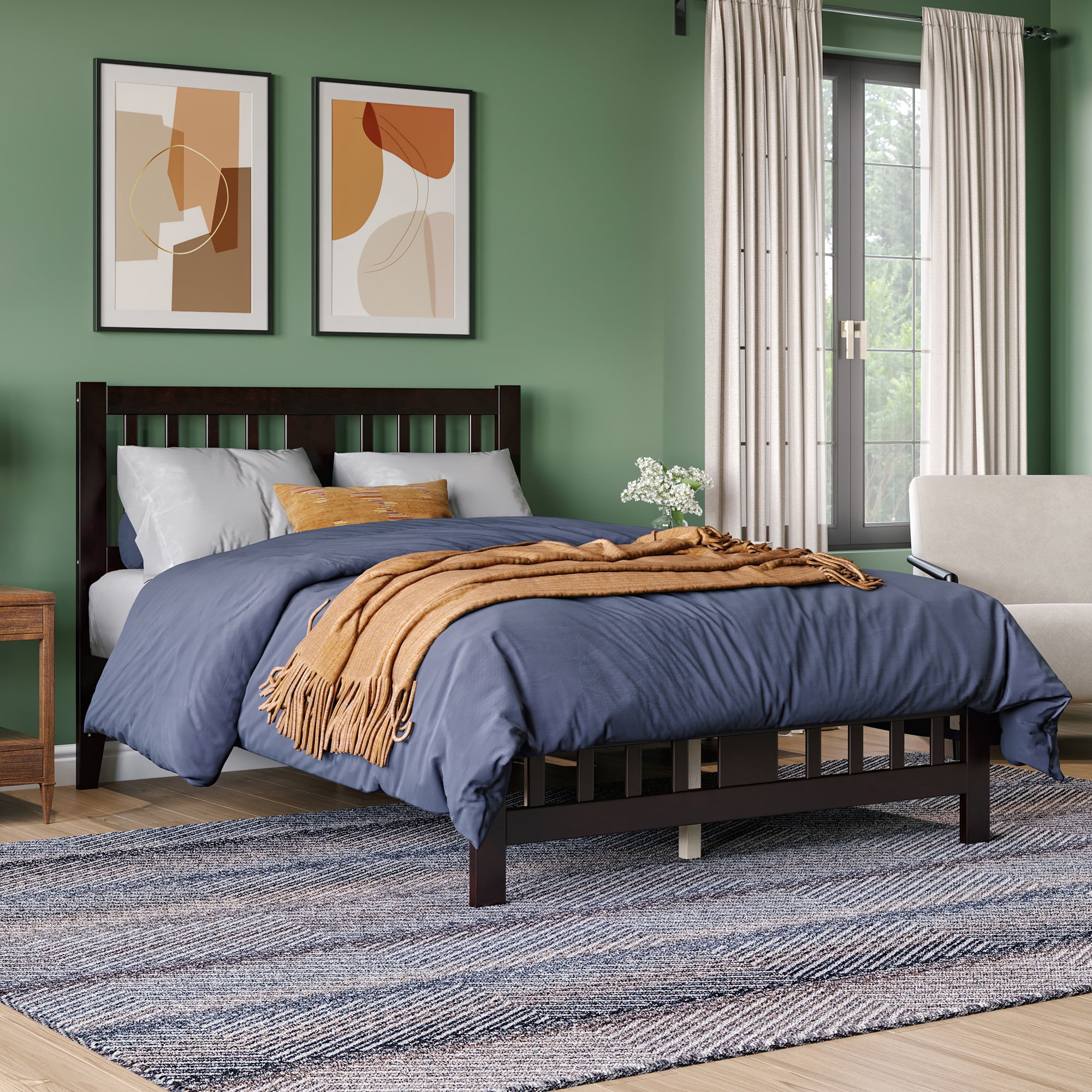 AFI Tahoe 14" Full Wood Platform Bed with Slatted Headboard and Footboard, Espresso