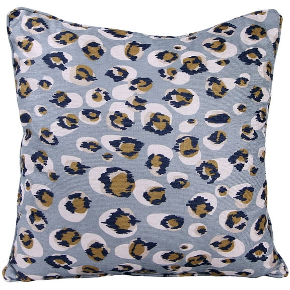 Jordan Manufacturing 20" x 20" Steel Gray Leopard Animal Square Decorative Throw Pillow with Welt