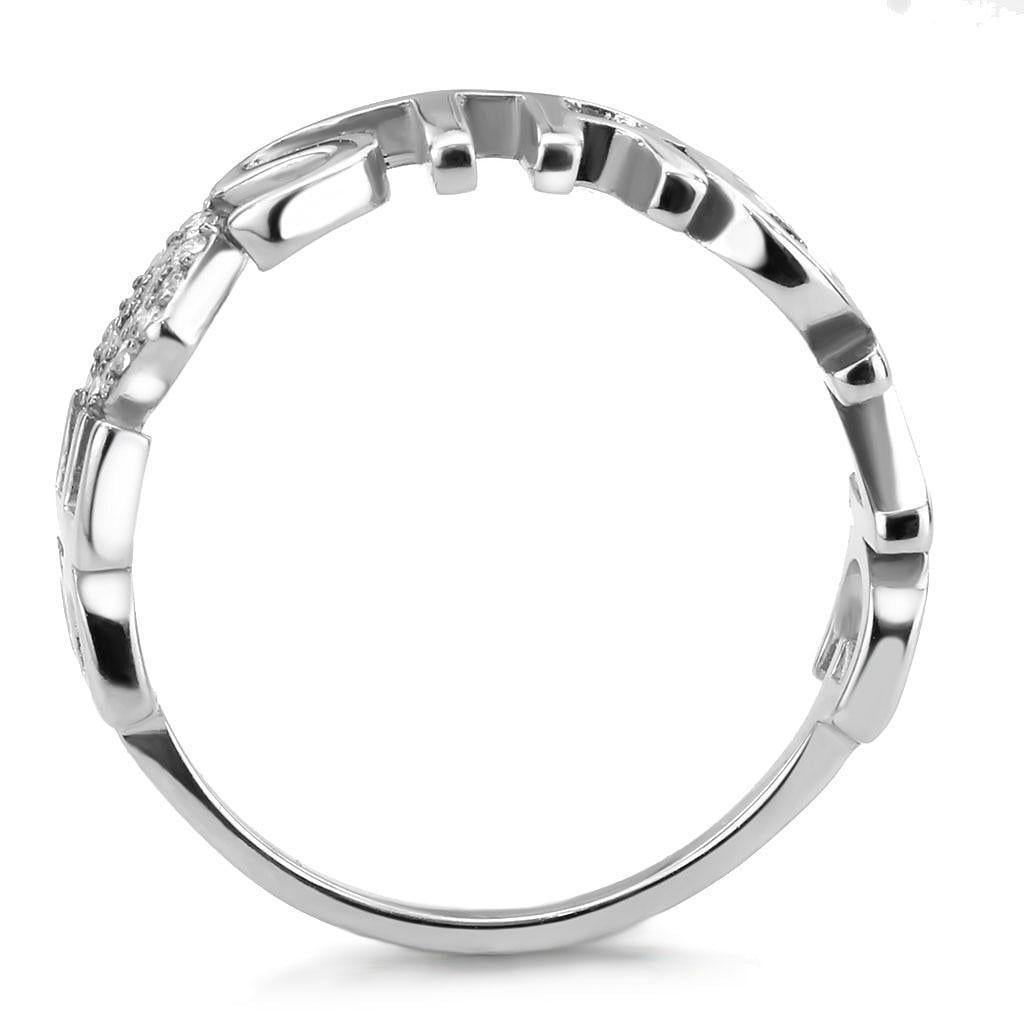 Womens Rings High polished (no plating) Stainless Steel Ring with AAA Grade CZ in Clear DA356