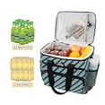 thumbnail image 2 of FORMRS Insulated Cooler Bag 24 Cans Capacity Soft Leakproof Lunch Box with Side Pockets, Green Stripes Pattern, 2 of 7