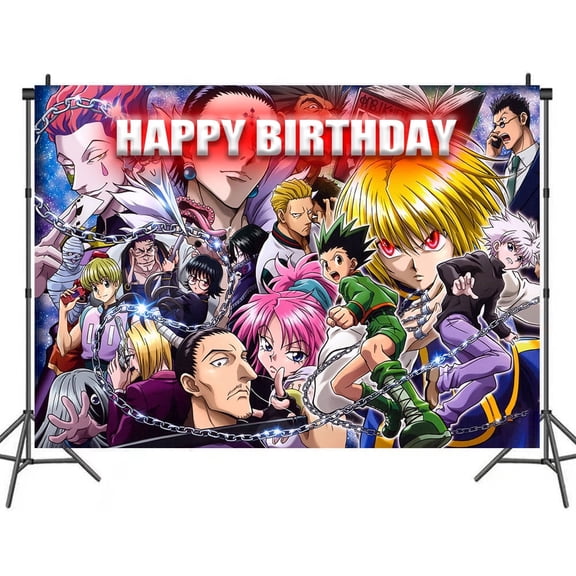 Cartoon HUNTERxHUNTER Birthday Backdrop Banner Party Supplies Happy Birthday Party Decorations 35''×30''