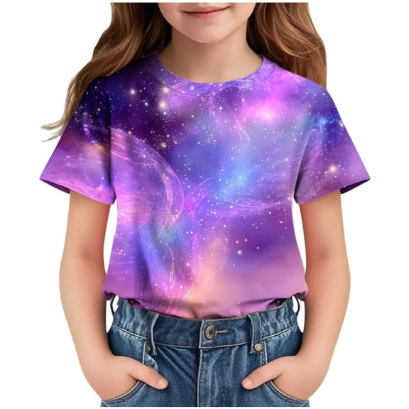 Oversized Gym Tshirts for Girl Boys Girls Short Sleeve T-Shirts Graphic Print Colorful Summer Tee Shirts for Kids New Purple 3Y
