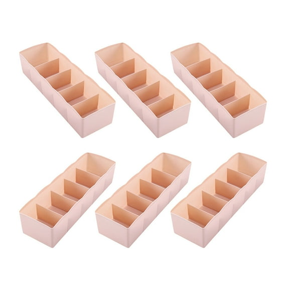 ROSENICE 6pcs Plastic Sock and Underwear Organizer with Dividers